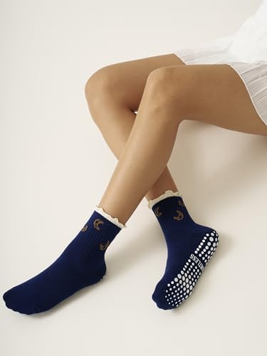 Image of Shapes Studio Half Calf Grip Socks, Cute Fruit Pilates Socks, Ruffle Socks, Non-Slip for Barre Yoga