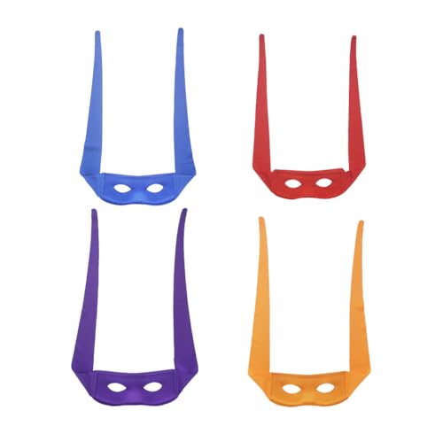 VIGUEUR Turtle Eye Mask for Cosplay, Masquerade Accessories, 4-Pack, Red Orange Blue Purple