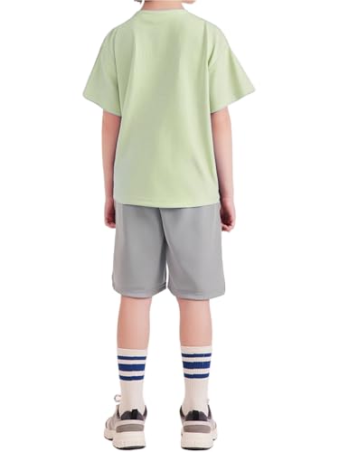 easyforever Kids Quick-dry Sports Set 2-piece T-shirt Shorts For Boys Girls Tennis Basketball Running Gym Workout Green 13-14 Years2