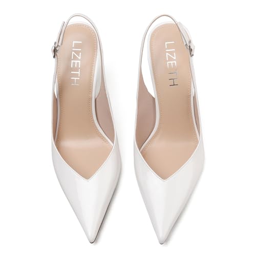 Image of Slingback Heels for Women Pointed Toe Stiletto Pumps High Heel Dress 3.46in