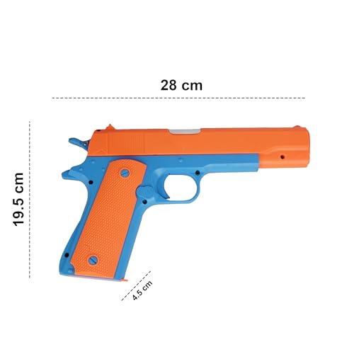 Image of Asian Toy Gun for Kids with Soft Foam Bullets & Ejecting Magazine - Pull-Back Action M1911 Pistol with Sheriff Badge & Extra Bullets - Safe Pretend Play Toy Weapon (Multicolour)