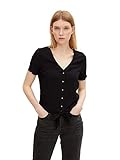 TOM TAILOR Denim Señoras Blusa con detalle de lazo 1031751, 14482 - Deep Black, XL