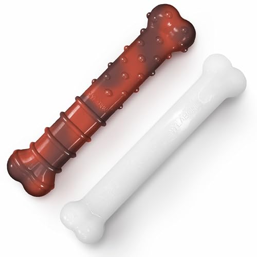 Nylabone Durable Power Dental Kauspielzeug für Hunde Doppelpack Rind Jerky & Huhngeschmack groß für Hunde bis zu 23 kg (2 Stück)