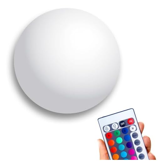 @tec LED Kugelleuchte 40 cm – Akku Dekolampe & Stimmungslicht für innen & außen, Farbwechsel RGB, dimmbar, Fernbedienung, kabellos, hängend & stehend