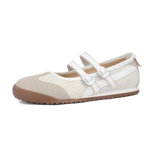 Tigeridea Mary Jane Sneakers Two Strap Rounded Toe Ballet Flats for Women | Mary Jane Shoes, Sneakerina Flats, Shopping and Walking Shoes for Mordern Women, Student, Mom and Office Lady.