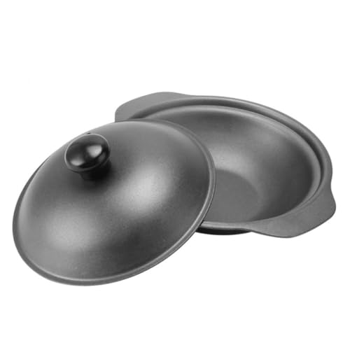 DIYEAH Olla de Hierro Fundido con Tapa de Hierro Cazuela Pequeña para Arroz y Pollo Guisado Distribución Uniforme del Calor y Ahorro Energético