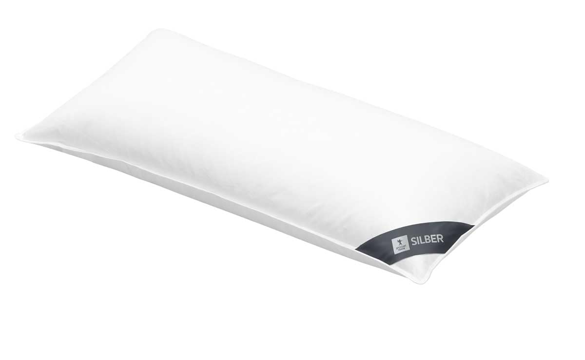 Faserkissen Silber, 40x80, Kopfkissen, Made in Germany, Oeko-TEX, Allergiker geeignet, waschbar bis 60 Grad, weiß