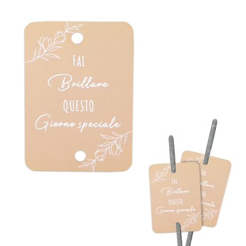 100 Pezzi Etichette Scintille Luminose Matrimonio Gadget,Biglietti Stelline Scintillanti in Cartoncino,Stelle Filanti Scintille per Nozze Sposi Taglio Torta Wedding Bomboniere(stile 2) (marrone)
