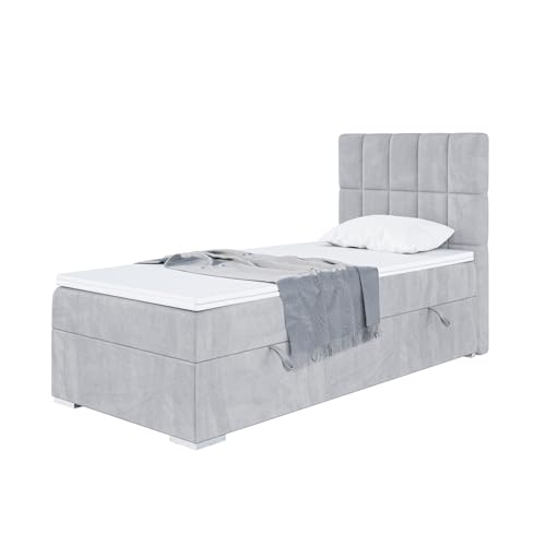 MEBLINI Boxspringbett mit Bettkasten - Gepolstert Einzelbett mit Matratze...