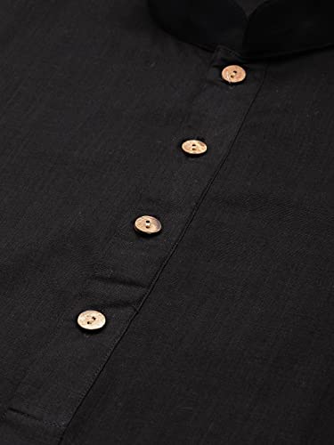 Image of VASTRAMAY Men Cotton Linen Solid Kurta | Cool & Breathable Ethnic Wear with Mandarin Collar for Eid, Holi & Festive Occasions