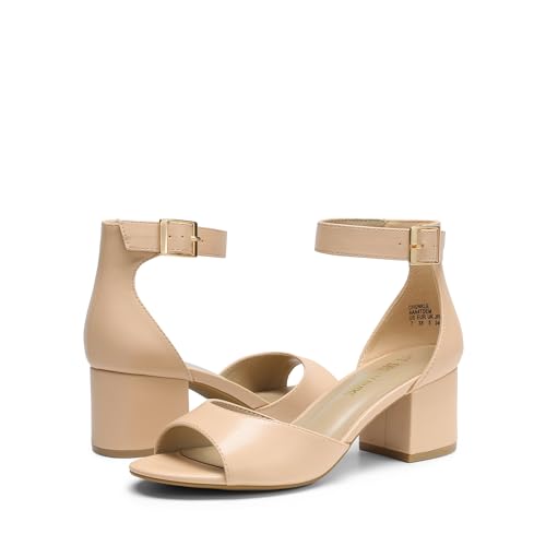 Image of DREAM PAIRS Women's Chunky Heel Sandal | 2.2 inch chunky block heels,open toe with ankle strap buckle, classic comfortable heeled sandals,wedding party dress shoes