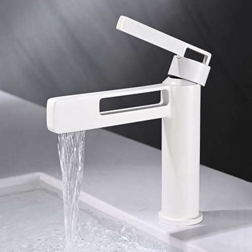 Mitigeur de salle de bain cascade HLTYGWX blanc pour un rituel bien-être eau chaude froide