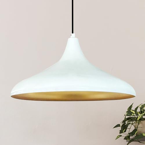 bamyum Champion Lampara Colgante 35 cm, Lámpara de Cocina, Lámpara Techo Colgante Vintage, Lámpara de Techo con Pantallas y Lámpara de Isla de Cocina de Metal de Lámparas de Techo, Blanco