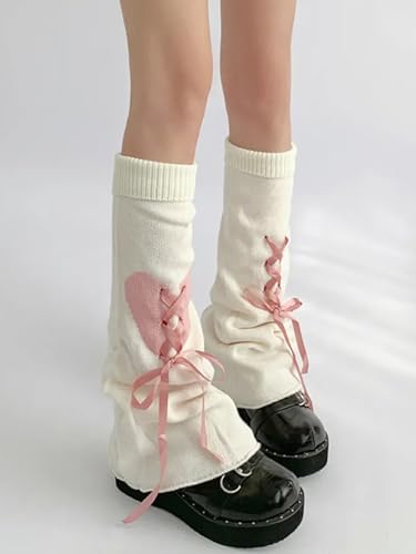 Image of WODECASA Girls Kawaii Leg Warmers Knitted Flared Leg Sleeves Goth Crochet Baggy Cuff Ankle Heap Socks