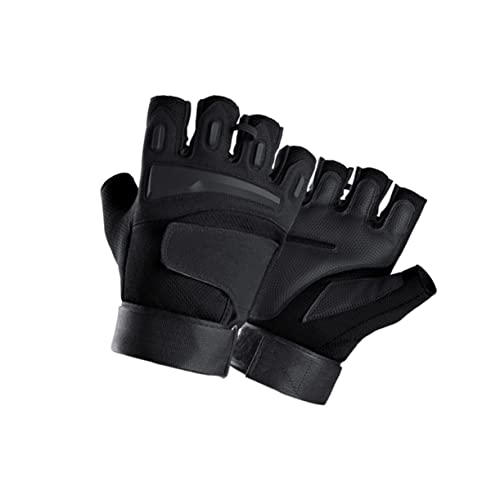 PartyKindom 1Pair Men Half Finger Fitness Gloves Durable Breathable Outdoor Riding Gloves for Cycling Weightlifting Mountain Climbing Comfortable Elastic Design Black XL