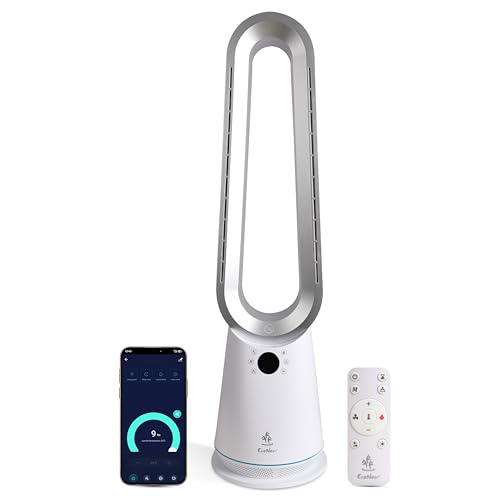 EcoNour 2 in 1 Bladeless Tower fan with Heater & Cooler | 10 Speed Quiet Airflow 4 Modes 15 Min9 Hrs Timer 80 Oscillation Heats Up to 35C Plasma Function Remote & Alexa Compatible
