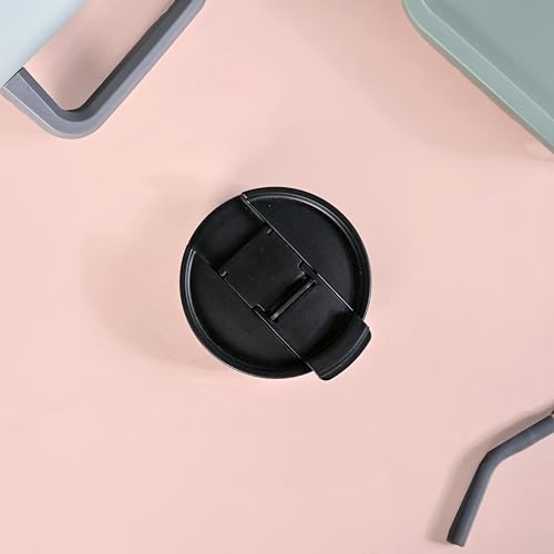 Image of Nestasia Replacment Lid for 1.2L Tumbler - Durable Hard Plastic Dual Flip Opening Lid with Separate Silicone-Sealed Straw Hole & Sip Opening | Leak Proof, Spill Proof & Dust Proof (Black)