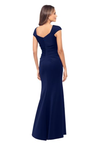 Image of Xscape Women's Xscape Women's Scuba Crepe Embellished Long Sleeve Drop Shoulder Floor Length Dress