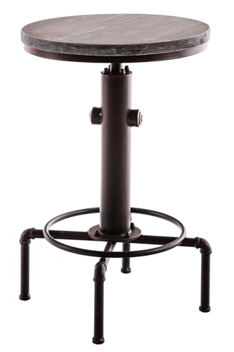 Table Haute de Bar Lumos I Table Ronde Style Mange-debout Design Industriel I Table de Bistro Plateau en Bois Support en Métal I Hauteur Rég, Couleur:bronze