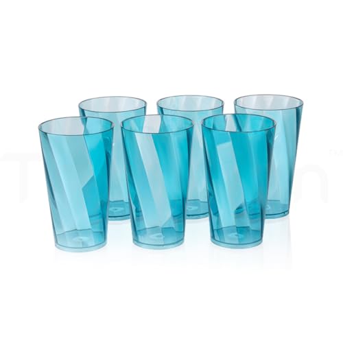 Image of ClearTwist Set of 6 Plastic Glasses - 300 ml, Unbreakable, BPA Free, Multipurpose for Water, Juice, Cocktails, Lightweight and Transparent Design, Ideal for Home, Office, Cafes, Restaurants