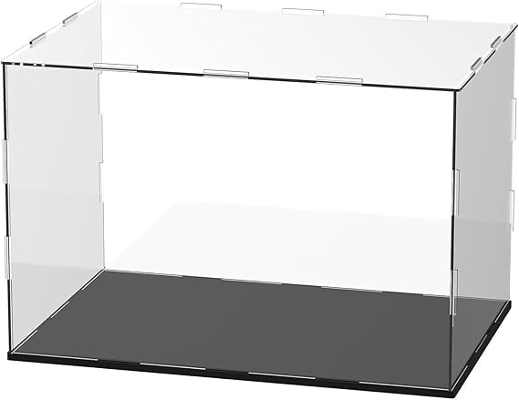 Image of RAPAL Clear Acrylic Display Case, 10 x 8 x 8 inch Self Assemble Small Display Box Stand with Black Base, Dustproof Protection Showcase for Collectibles Memorabilia Figurines