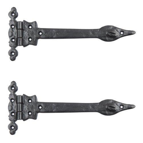 Black Cast Iron Spear Hinges Leaf Design Pair Of New (12