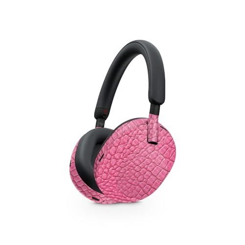 Image of MightySkins Carbon Fiber Skin Compatible with Sony WH-1000XM5 Headphones - Pink Gator Skin | Protective, Durable Textured Carbon Fiber Finish | Easy to Apply