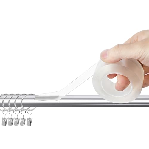Curtain Rod Slide Smooth Tape, 1IN x 16FT Clear Quiet