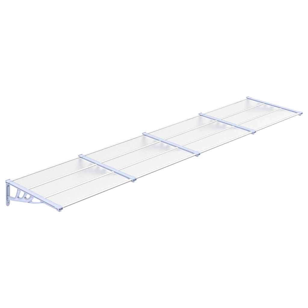 vidaXL Tettoia per Porta Grigio e Trasparente 396x90 cm Policarbonato, pensilina per porta, pensilina per porta posteriore, tenda da sole
