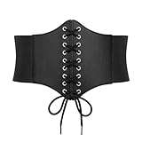 JASGOOD Waist Corset for Women Retro Elastic Lace-up Wide Waist Cinch Belt Pirate Waspie for Halloween Costume
