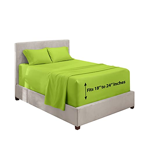 Image of Hearth & Harbor Extra Deep Pocket Bed Sheet Set - 4 Piece Hotel Luxury Sheets Fits Up to 24 inch Thick Mattress - Full - Garden Green