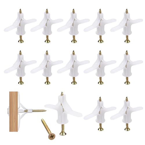 100 Pièces Cheville Fixation Murale Creuse(100 Chevilles, 100 Vis), Fixations pour Plaques de Plâtre, Cchevilles pour Plaques de Plâtre, Pour Plaques...