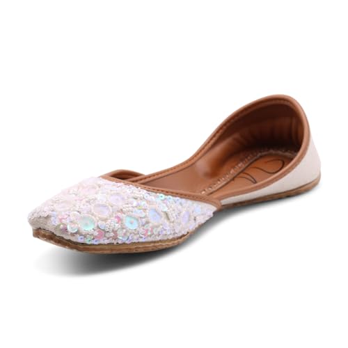 Women's Khussa Beed Work Indian Wedding Bridal Mojari Juti Punjabi Jutti Pakistani Flats