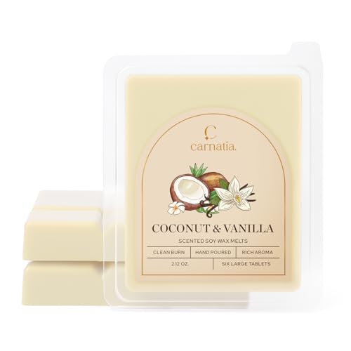 Carnatia Coconut & Vanilla Melts – Pack of 3 | Long-Lasting Scented Cubes for Home Fragrance & Warmers | Smooth Aromatherapy Blend for Everyday Calm