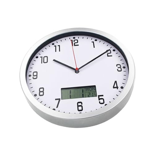 ULDIGI Battery-Operated Wall Clock with Thermometer Hygrometer 10 Inch Quartz Clock for Home Office and Garden