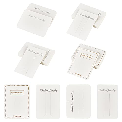 CHGCRAFT 120pcs 4 Styles Cardboard Hair Clips Display Cards Bow Display Cards Holder for Clips Paper Hairpin Display Cards for Hair Accessories Whit