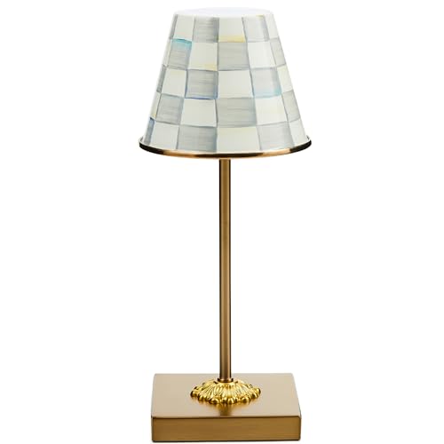 Image of MACKENZIE-CHILDS LED Cafe Table Lamp, Gray-and-White Sterling Check