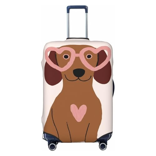 Cute Dachshund Dog Sunglasses Minimalist Elastic Travel Luggage Covers Dustproof Scratch-Resistant Suitcase Protector Fit 22-24 Inch