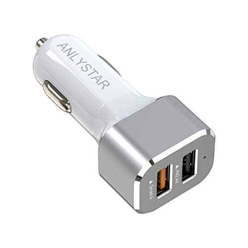 Car Charger, ANLYSTAR Quick Charge 3.0 36W Dual USB Car Charger Fast Car Charging Compatible iPhone X 8 7 6s Plus, iPad, iPad Air 2/Mini 3, Galaxy Note 10 S10 S8 S9 Note 8, LG, HTC