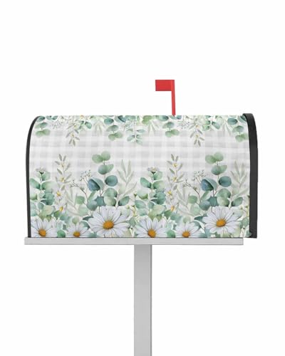 Eucalyptus Leaves Daisy Mailbox Covers Magnetic Standard Size 18.5" x
