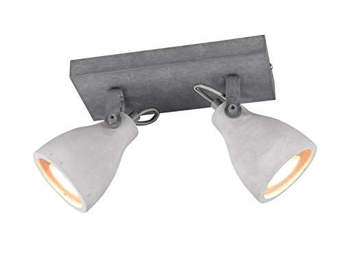Foco de 2 bombillas GU10 Trio en metal hormigón gris de diseño minimalista