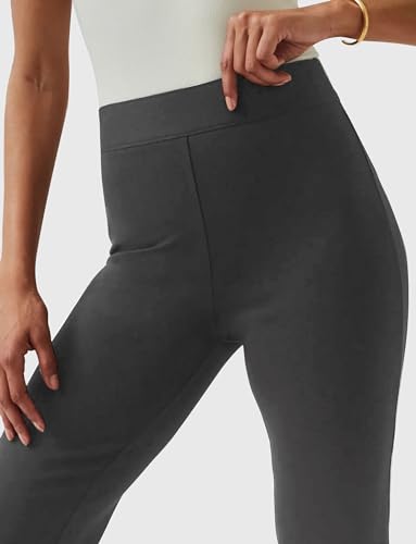 Houmous 31'' Inseam Women High Waist Split Hem Flare Work Pants with Pockets Stretchy Pull On Long Pant Casual Slack3