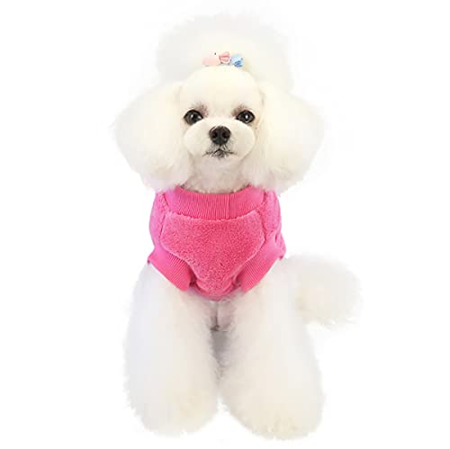 Dog Sweater Clothes Fleece Woolen Winter Warm Sweat Shirt Flower Pajamas Fleece Sweater for Small Dog Medium Cat Magenta M - Image 4