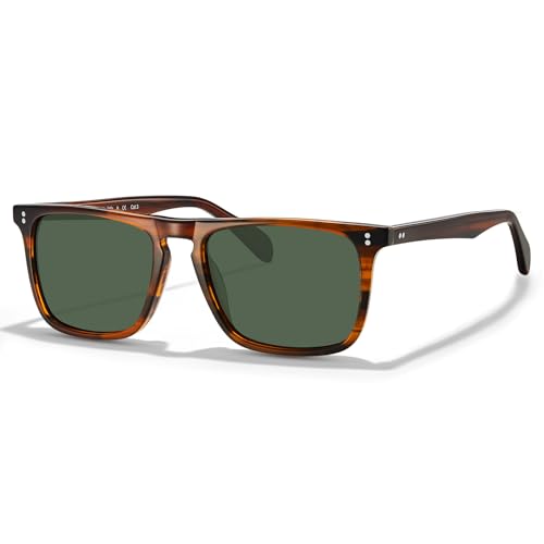 CARFIA Retro Polarized Sunglasses – Brown Striped Frame, Green Lens — view 9