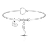 SAGA GIOIELLI Bracciale in Acciaio Inossidabile con Pendente Corno Portafortuna – Elegante, Resistente, Regolabile – Gioiello Uomo/Donna per Buon Auspicio