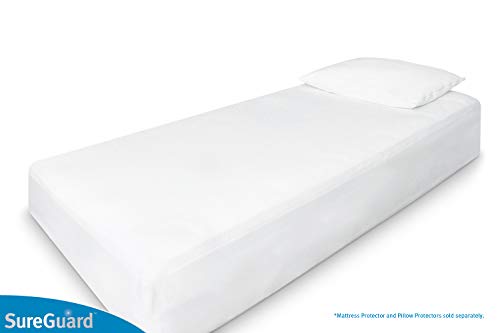 SureGuard Twin Extra Long (XL) Mattress Protector - 100% Waterproof, Hypoallergenic - Premium Fitted Cotton Terry Cover White