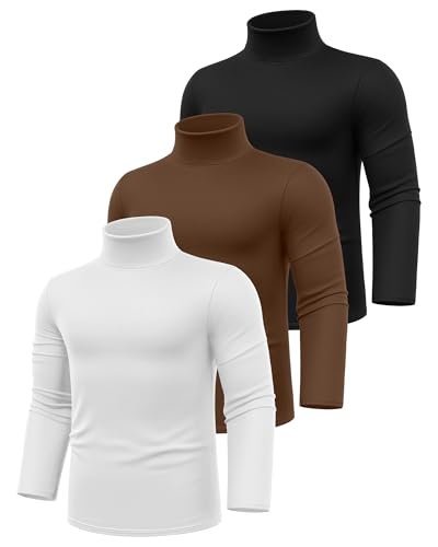 Ficerd 3 Pack Men's Big and Tall Turtleneck Shirts Cotton Long Sleeve Turtle Neck Tops Plus Size Loose Fit Basic Tee2