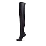 ❤ Estilo: botas elásticas Botas Mosqueteras Mujer, Atractivo De Alta Del Muslo De Tacón De Aguja, Privado De Personalización De La Cremallera Lateral Moda Botas Para La Mascarada, Fiesta, Bar,Negro,EU42