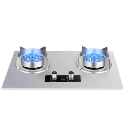 THEGA Cocina De Gas Portátil De 5.2KW - Estufa De Gas del Acero Inoxidable De La Cocina De Gas Natural De 2 Hornillas, Estufa De Gas De Sincronización De 180 Minutos, Estufa De Gas Doméstica(LPG)
