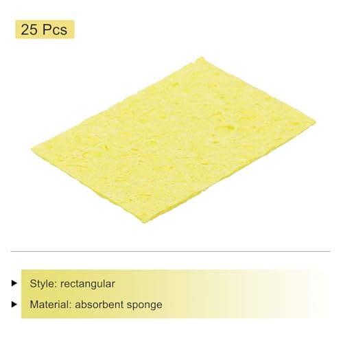 Image of MECCANIXITY 25PCS Soldering Sponge 50 x 35mm Rectangle Yellow Cleaning Pad Welding Tip Iron Replacement for Cleaning Soldering Iron 1mm Natural Thickness 6mm Water Absorption Thickness